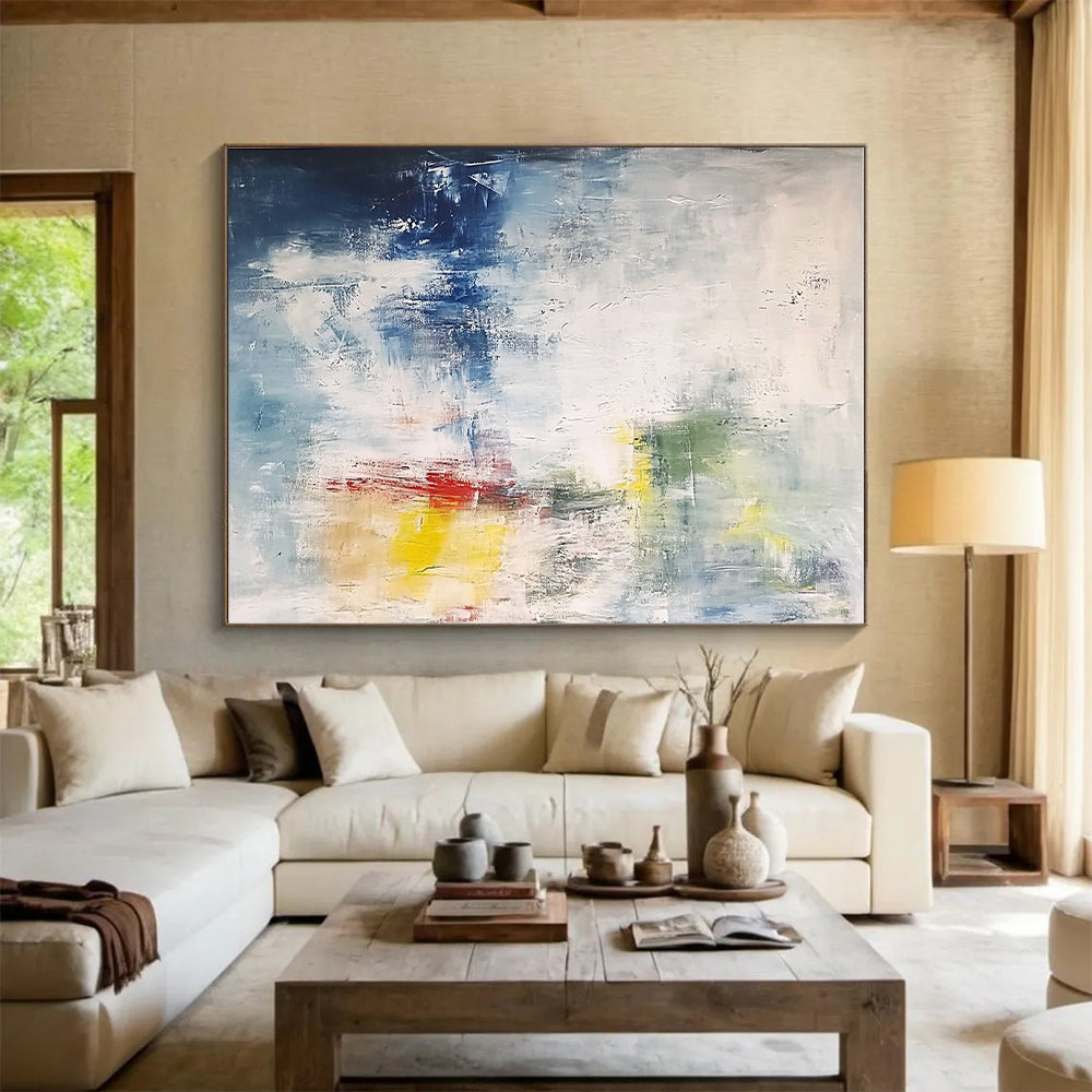 Blue Gray Colorful Abstract Painting with Subtle Textures GER810