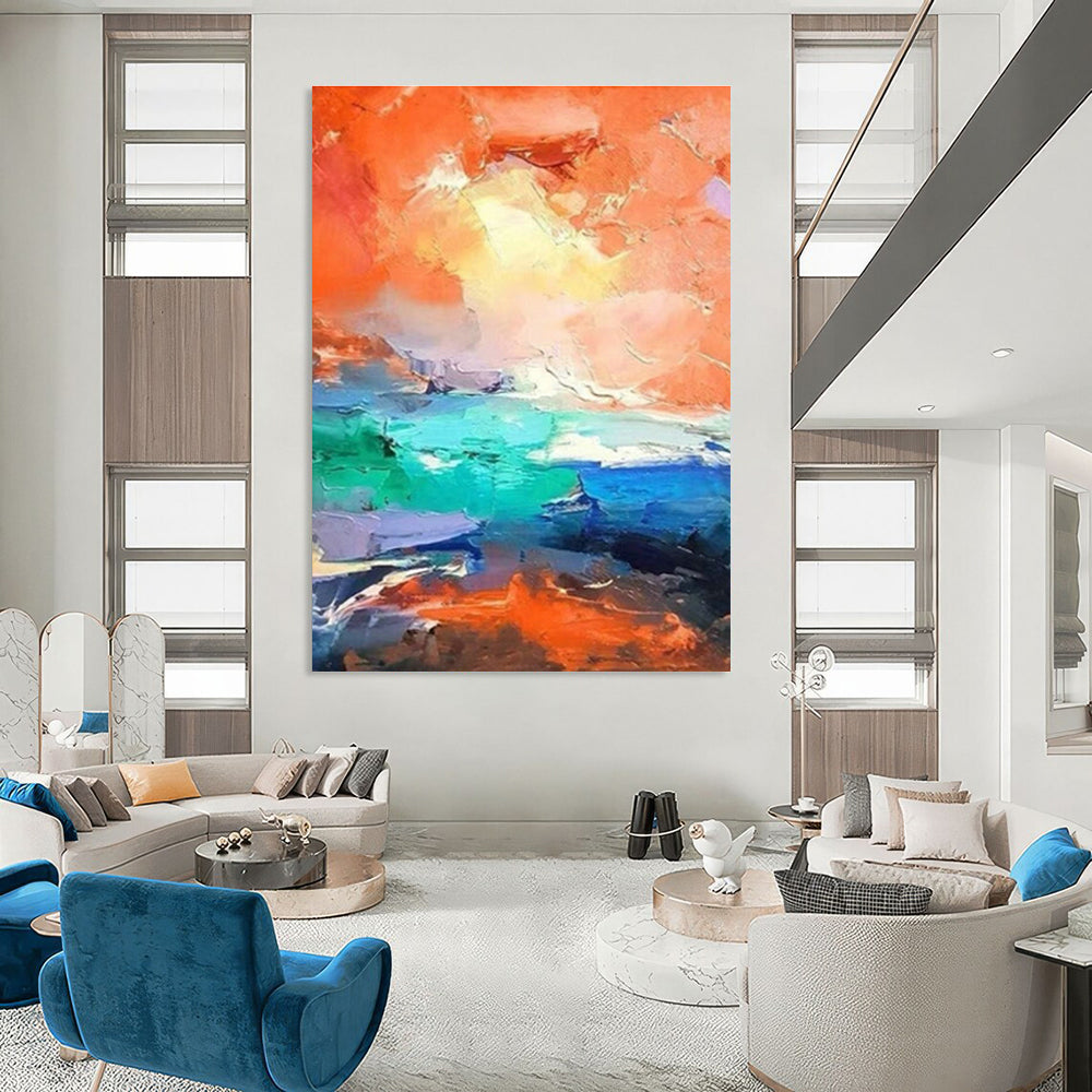 Abstract Hand - Painted Art for Entryway Grand Staircase Newel Post Caps & Office Boardroom Table Leg Ferrules DLZ0922