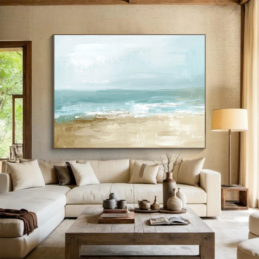 Light Blue and Beige Beach Abstract Painting DYP136