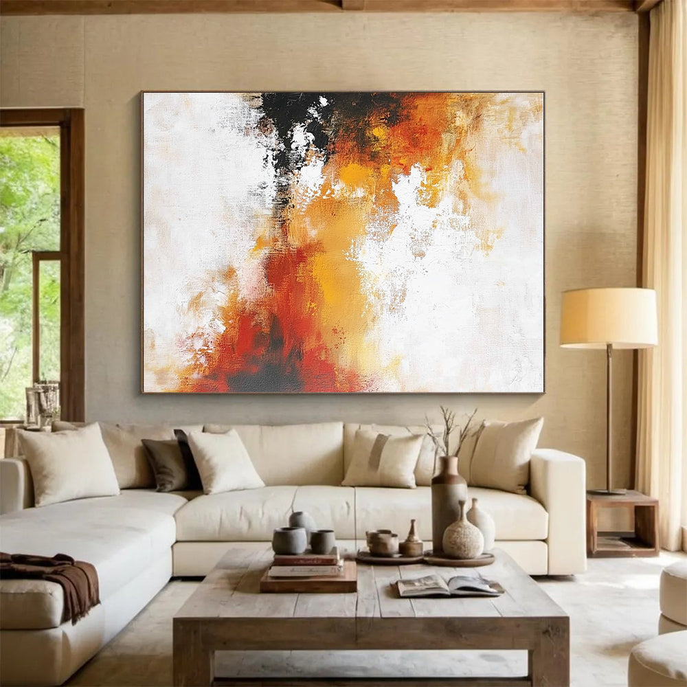Orange Red and White Abstract Painting with Soft Blends GER699