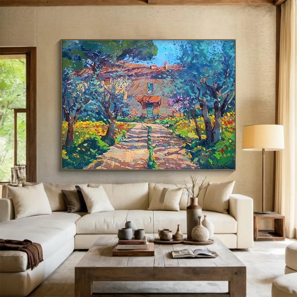 House in Flower Garden Impressionist Painting THY452