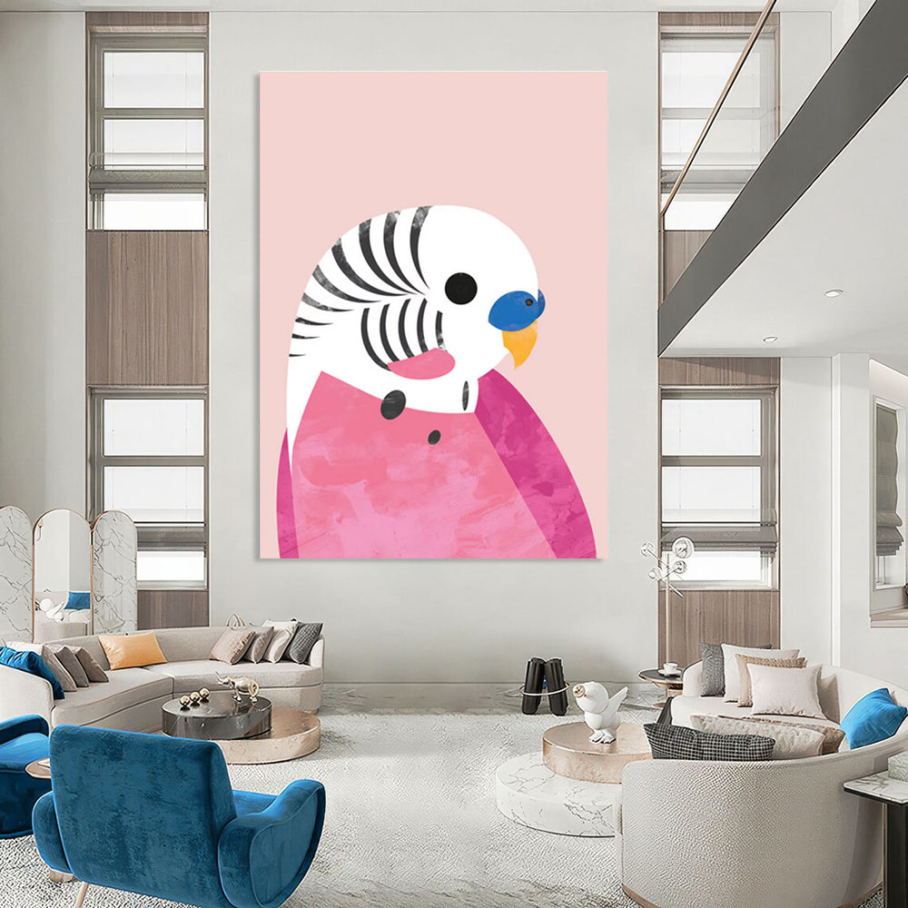 Pink Parrot Pop Art - Inspired Abstract Painting ADGE227