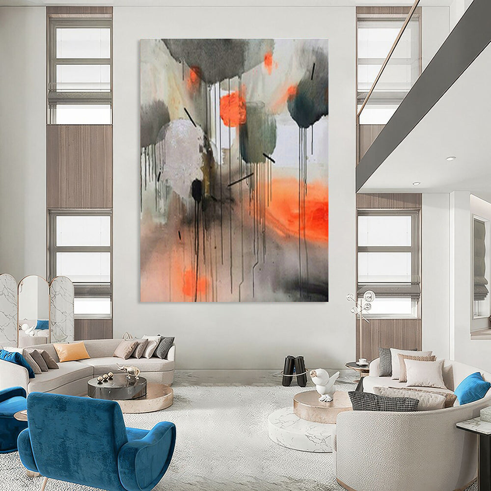 Extra-large Custom Hand-Painted Abstract Art for Dining Room Server Hutch Back Wall and Entryway Key Organizer Wall DLZ1902