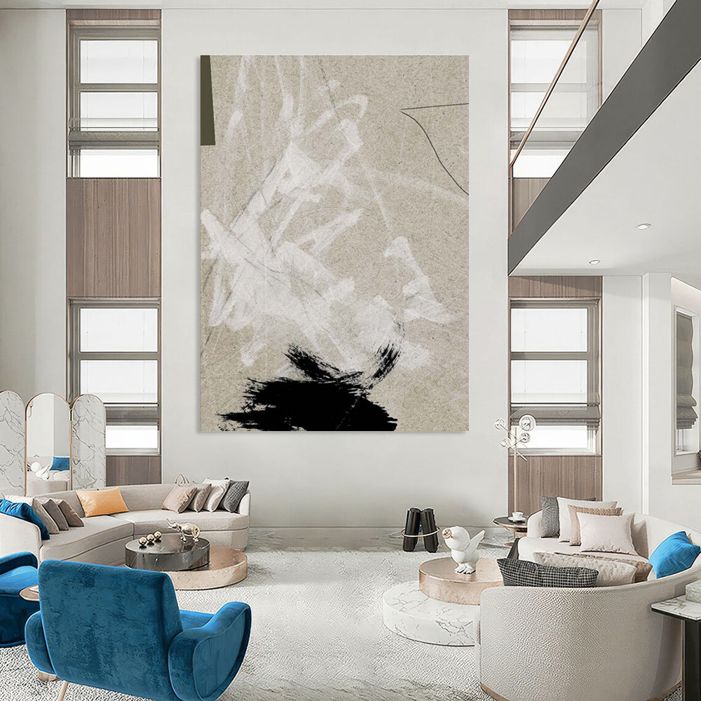 Minimalist Collage on Beige Abstract Art ADGE168