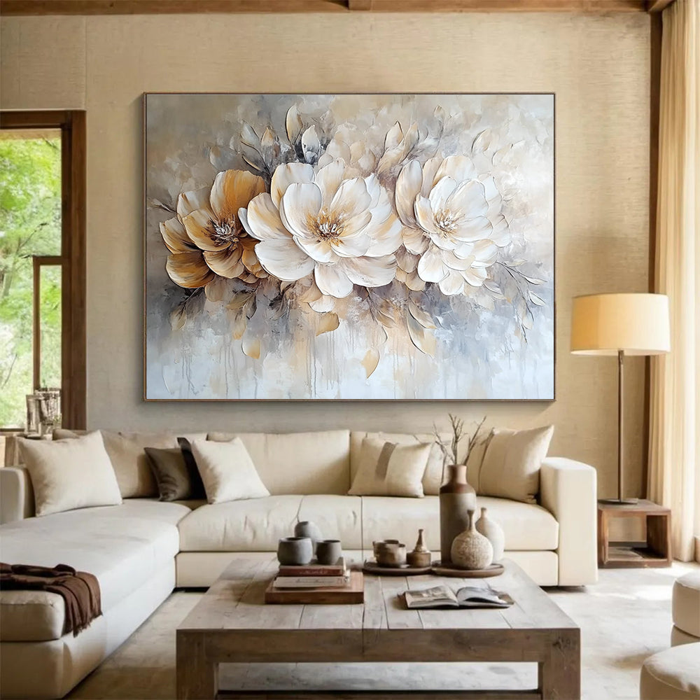 3D Floral Abstract - Textured Botanical Abstract Painting DYP003