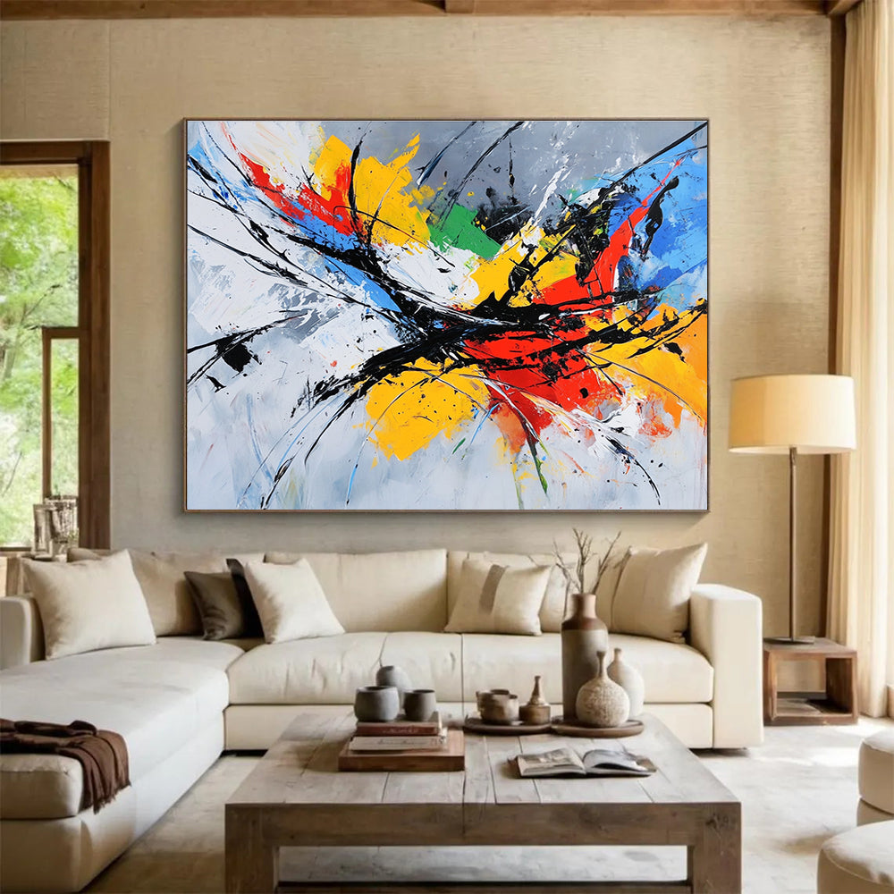 Colorful Expressive Splash Abstract Painting with Vibrant Colors DYP332
