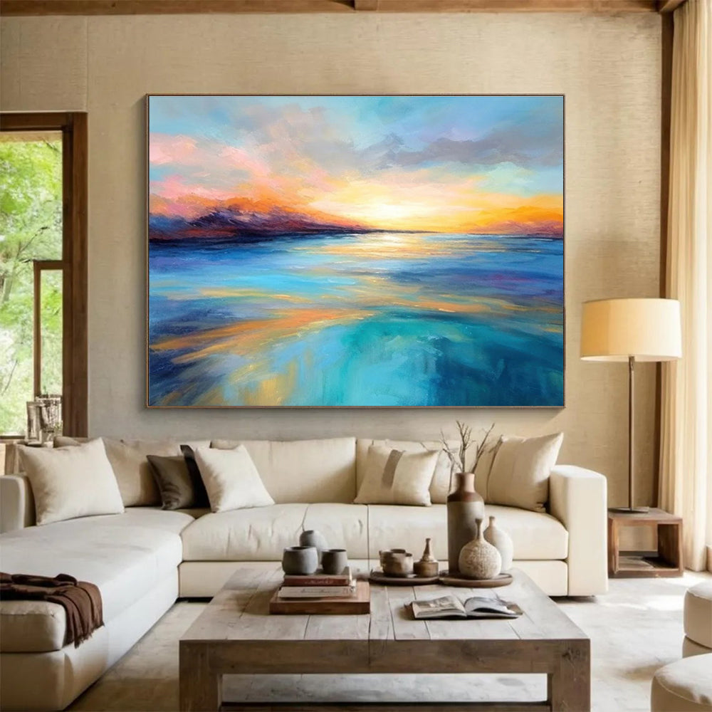 Vivid Color Sunset Sea Abstract Painting THY068