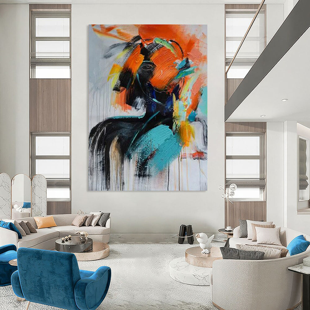 Colorful Abstract Portrait Painting with Expressive Brushstrokes ADGE410