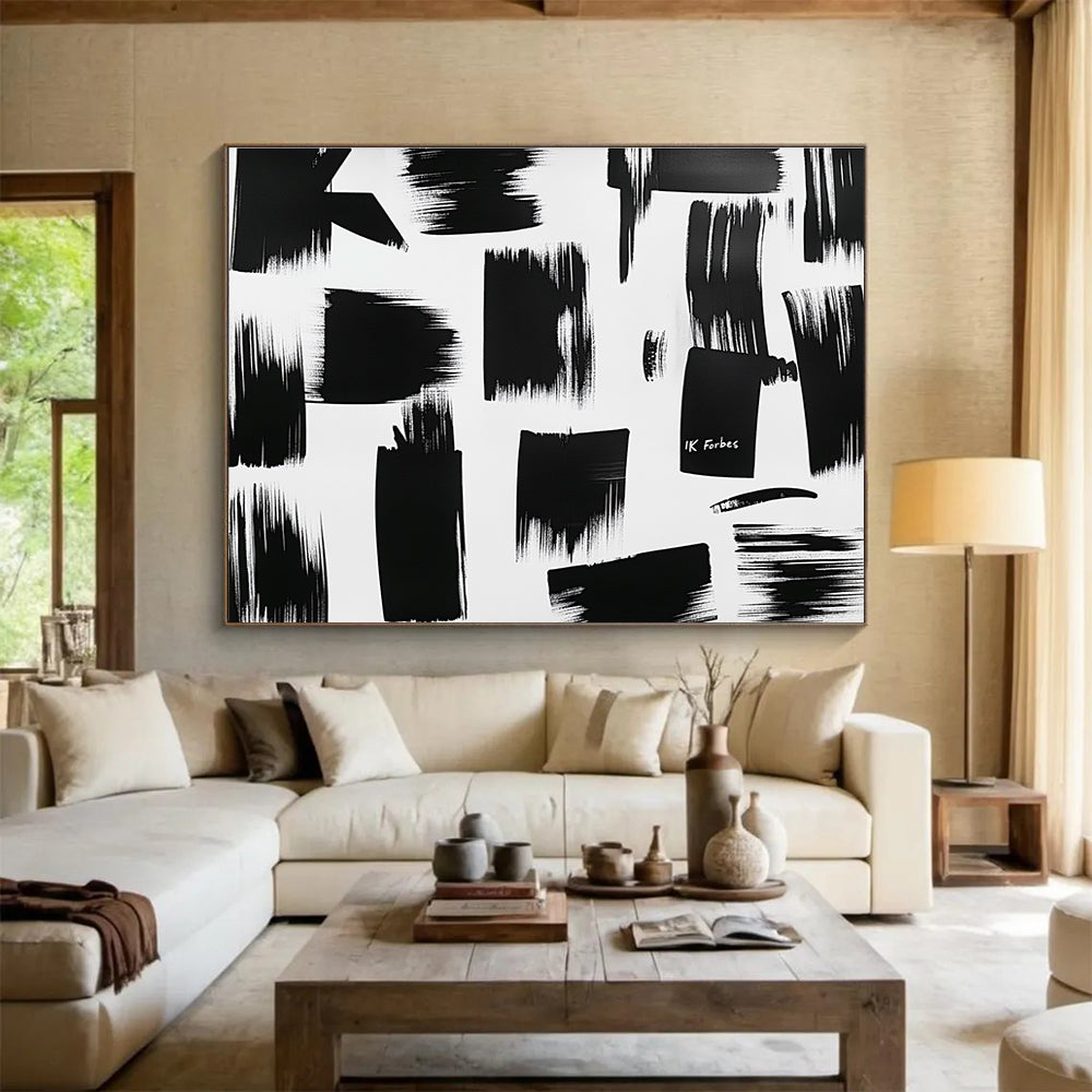 Black and White - Bold Brushstrokes Abstract Painting DYP061