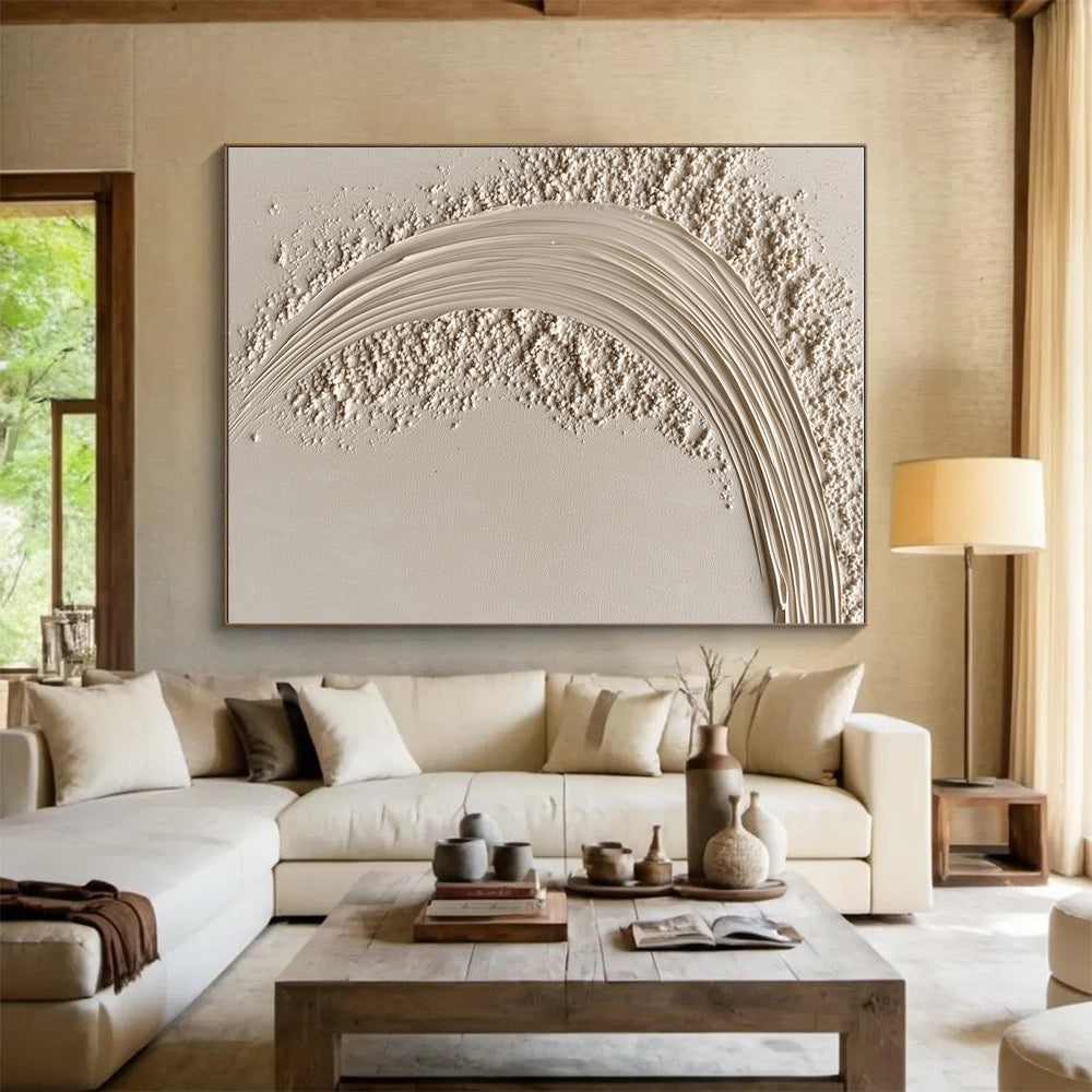 Textured Crescent Abstract in Beige Tones GER307