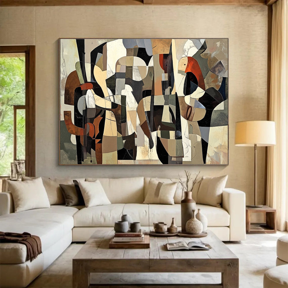 Cubist Abstract Painting with Multicolor Geometric Shapes DYP553