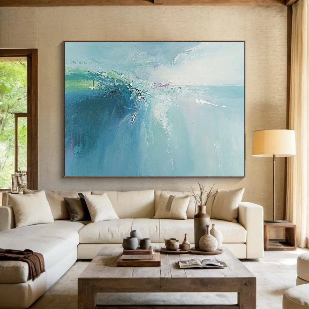 Soft Blue Abstract Painting with Gentle Brushstrokes DYP208