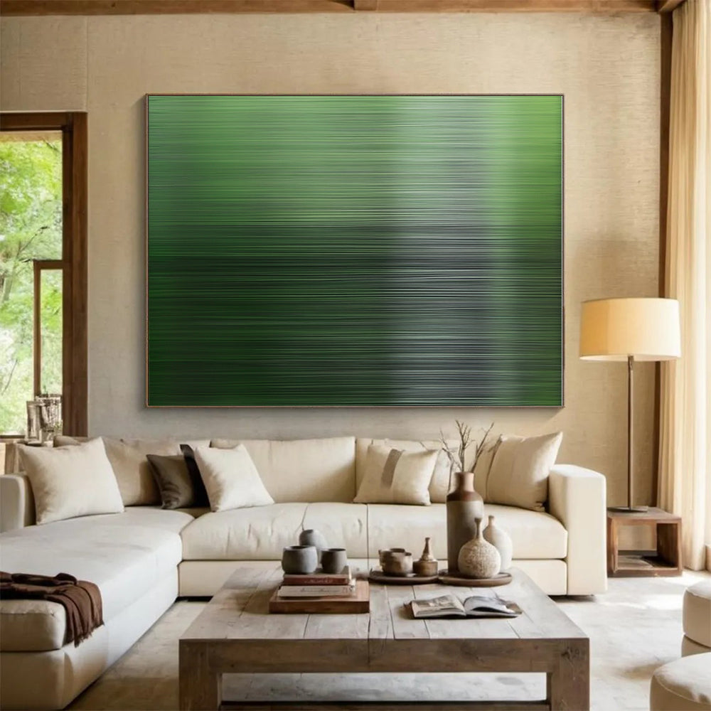 Green Vertical Streaks Abstract Painting GER870
