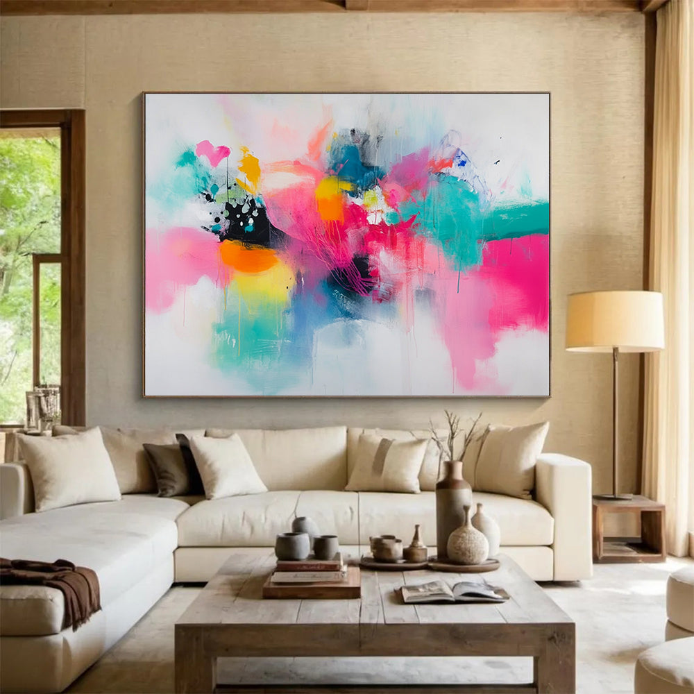 Bold Color Abstract Composition Painting with Bright Hues DYP545