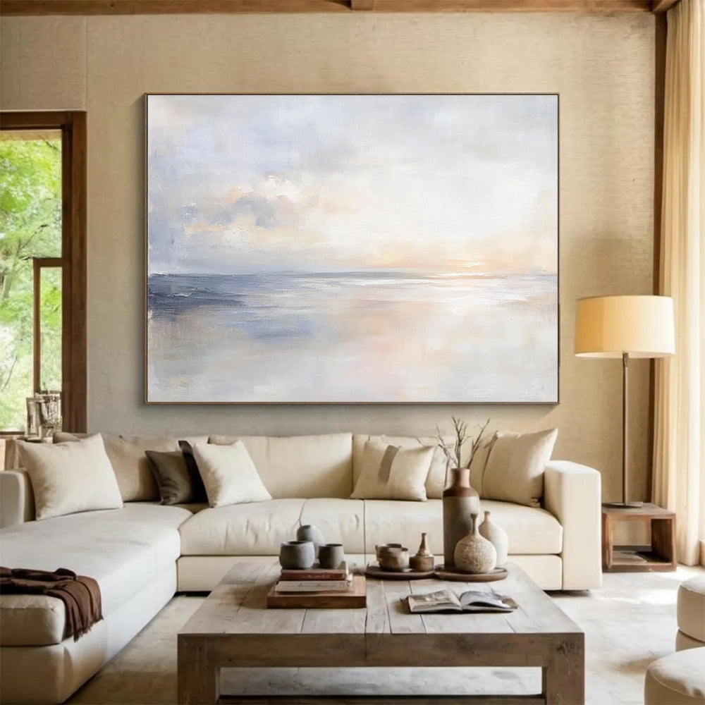 Serene Sea Abstract Painting with Soft Color Blends DYP147