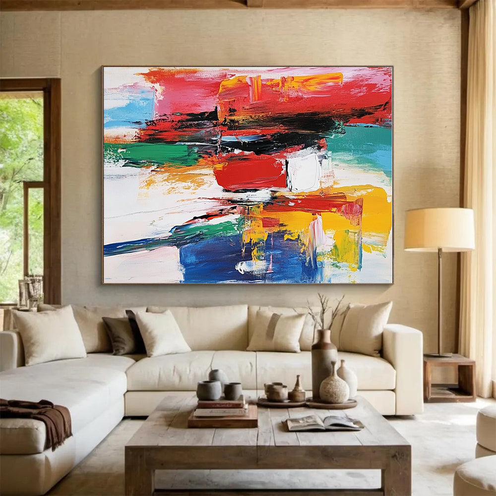 Colorful Block Abstract Painting with Bold Hues GER786