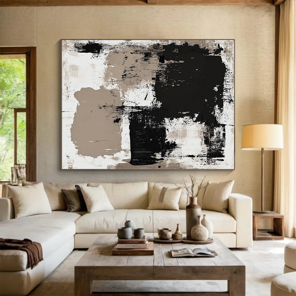 Monochromatic Abstract with Black, White, and Beige GER315
