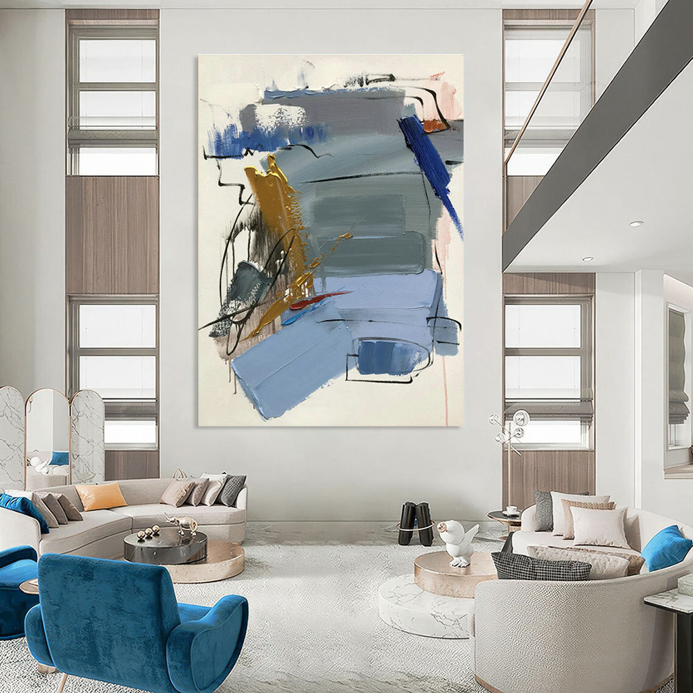Custom - Made Hand - Painted Abstract Canvases for Bedroom Dressing Tables & Cottage Hallway Benches DLZ0815