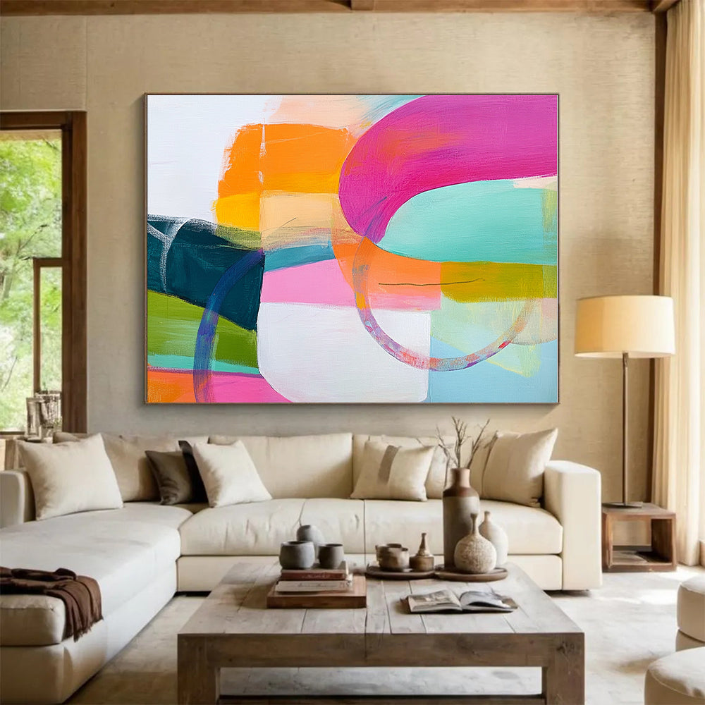 Colorful Abstract Shapes Painting with Playful Curves GER144