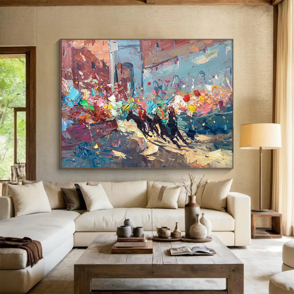 Colorful Street Race Scene Abstract Painting THY471