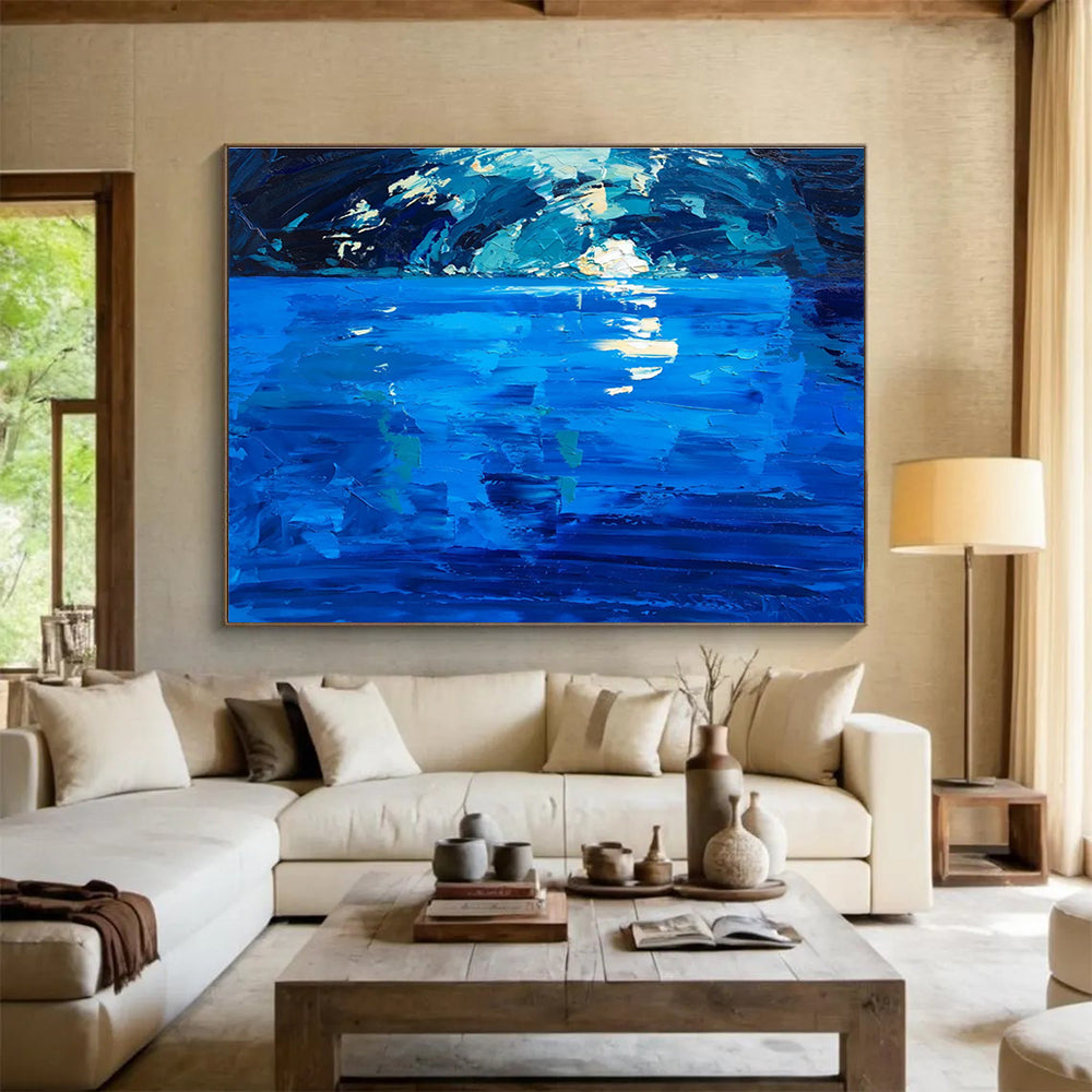 Moonlit Sea Reflection Abstract Painting THY448
