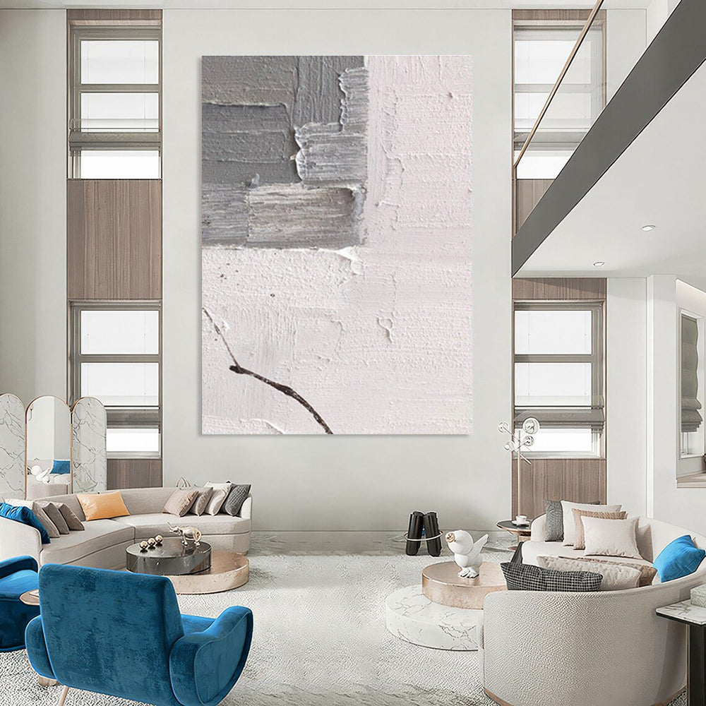 Gray and White Textured Abstract Corner Painting ADGE361