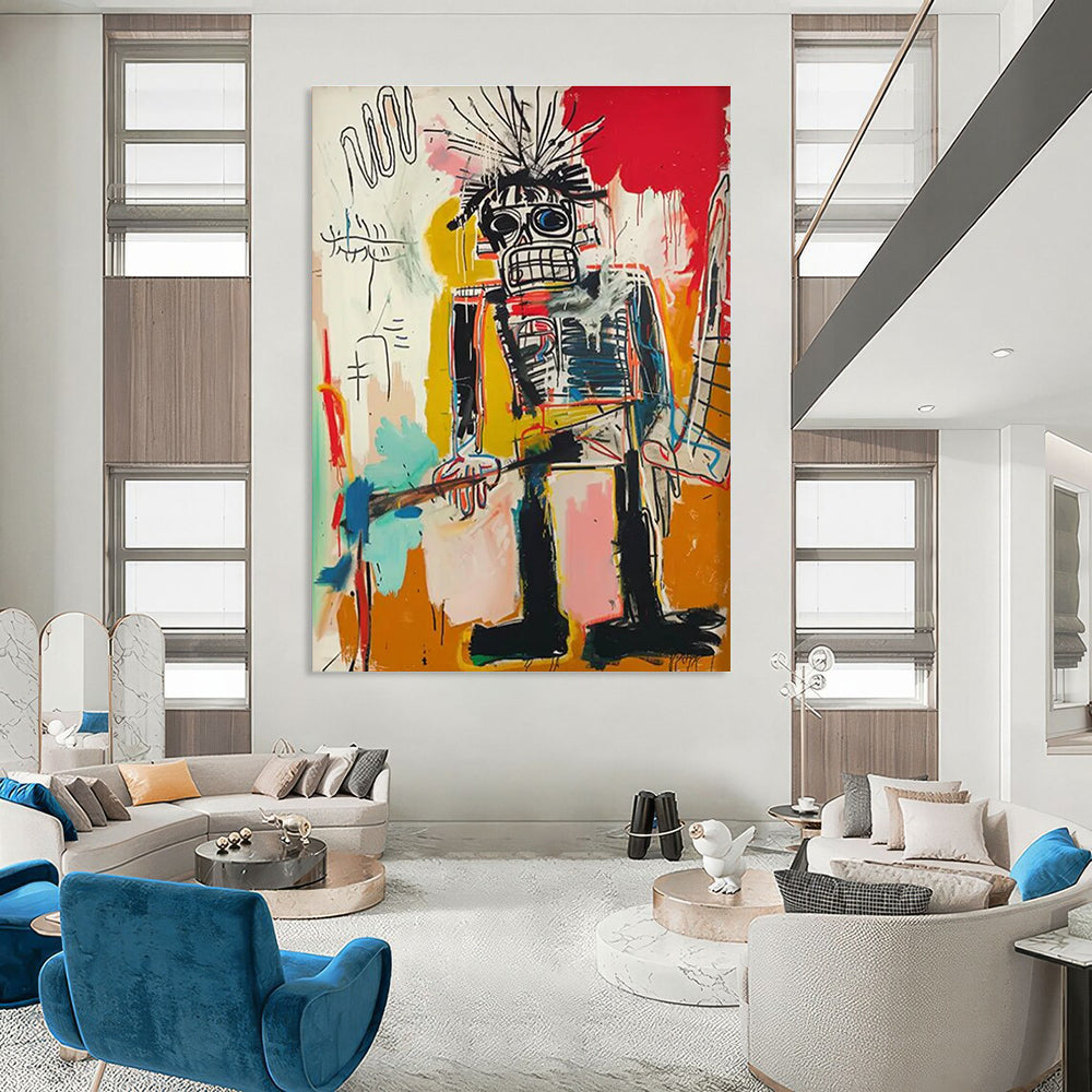 Spiky - Haired Figure with Bold Colors Abstract Painting ADGE109