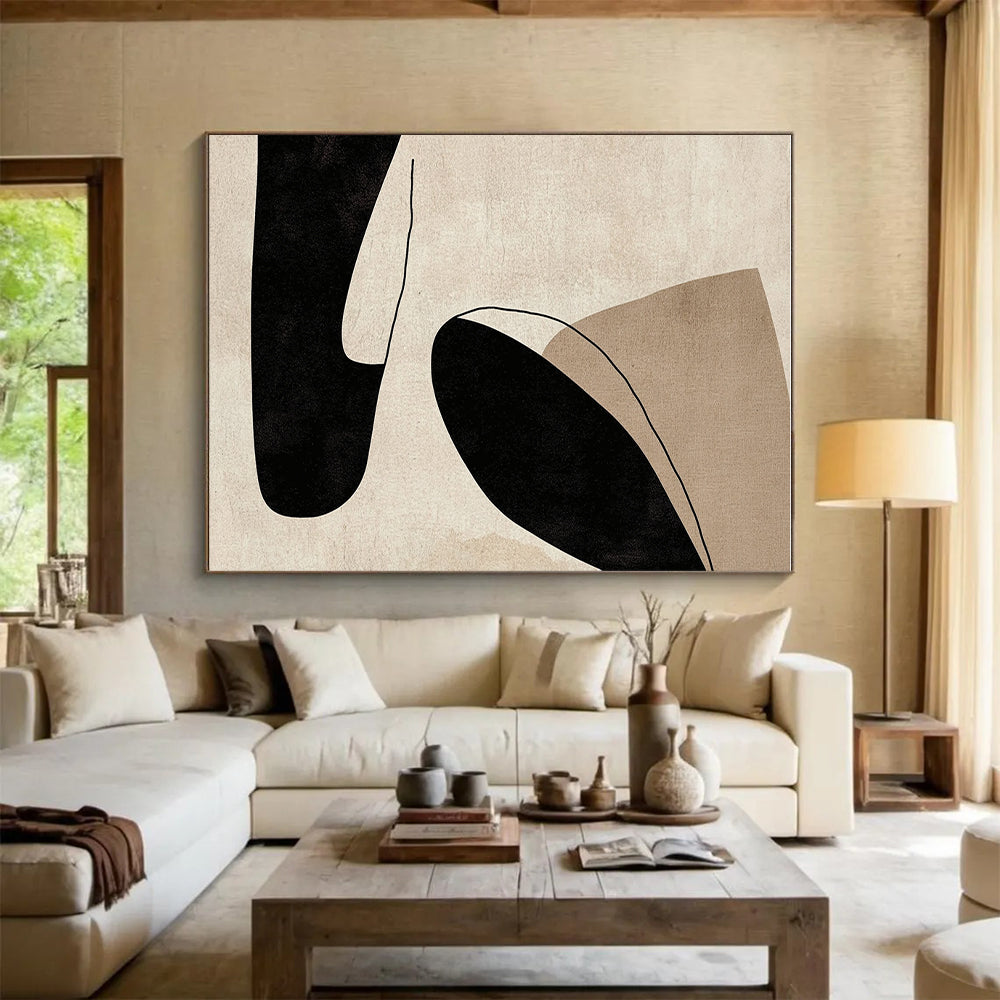 Minimalist Shape Abstract with Black and Beige GER314