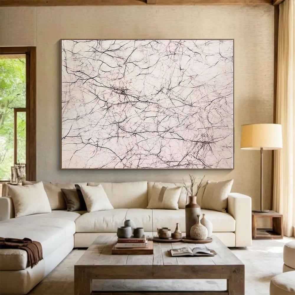 Intricate Black Line Web Abstract Painting GER875
