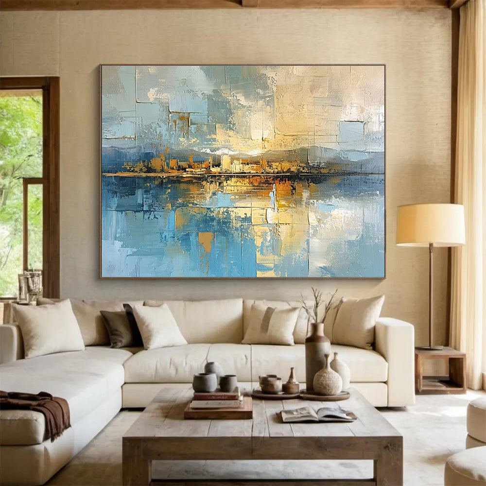 Blue Toned Cityscape Abstract Painting THY049