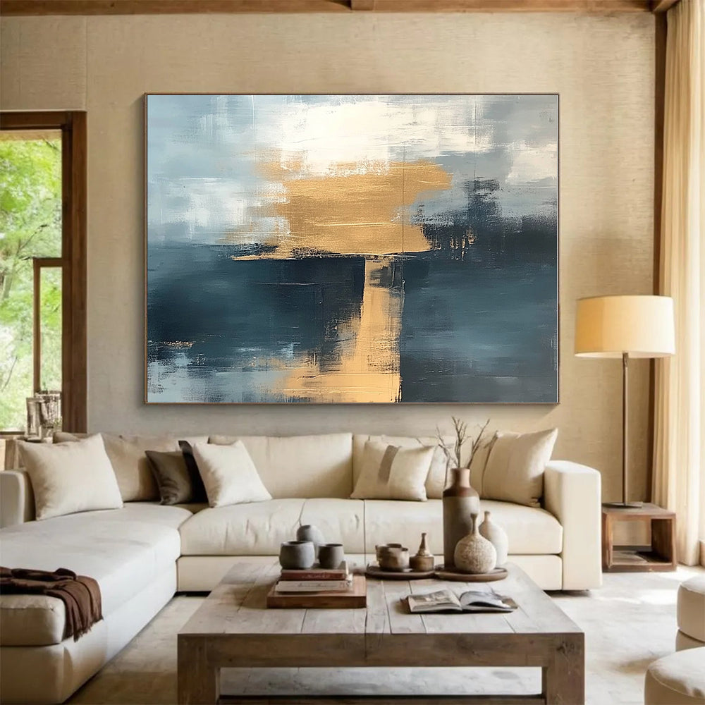 Gray and Gold Abstract Painting with Subtle Textures GER380