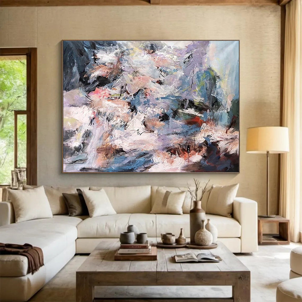 Colorful Chaos Abstract Painting with Vibrant Mixed Hues THY151