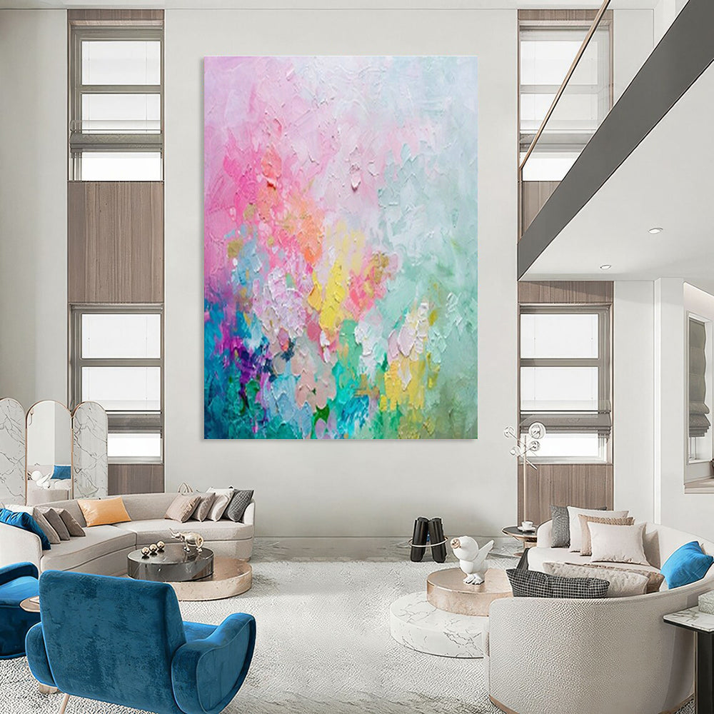 Oversized Custom Hand-Painted Abstract Art for Cottage Kitchen Island Back Wall and Office Credenza Wall DLZ1923