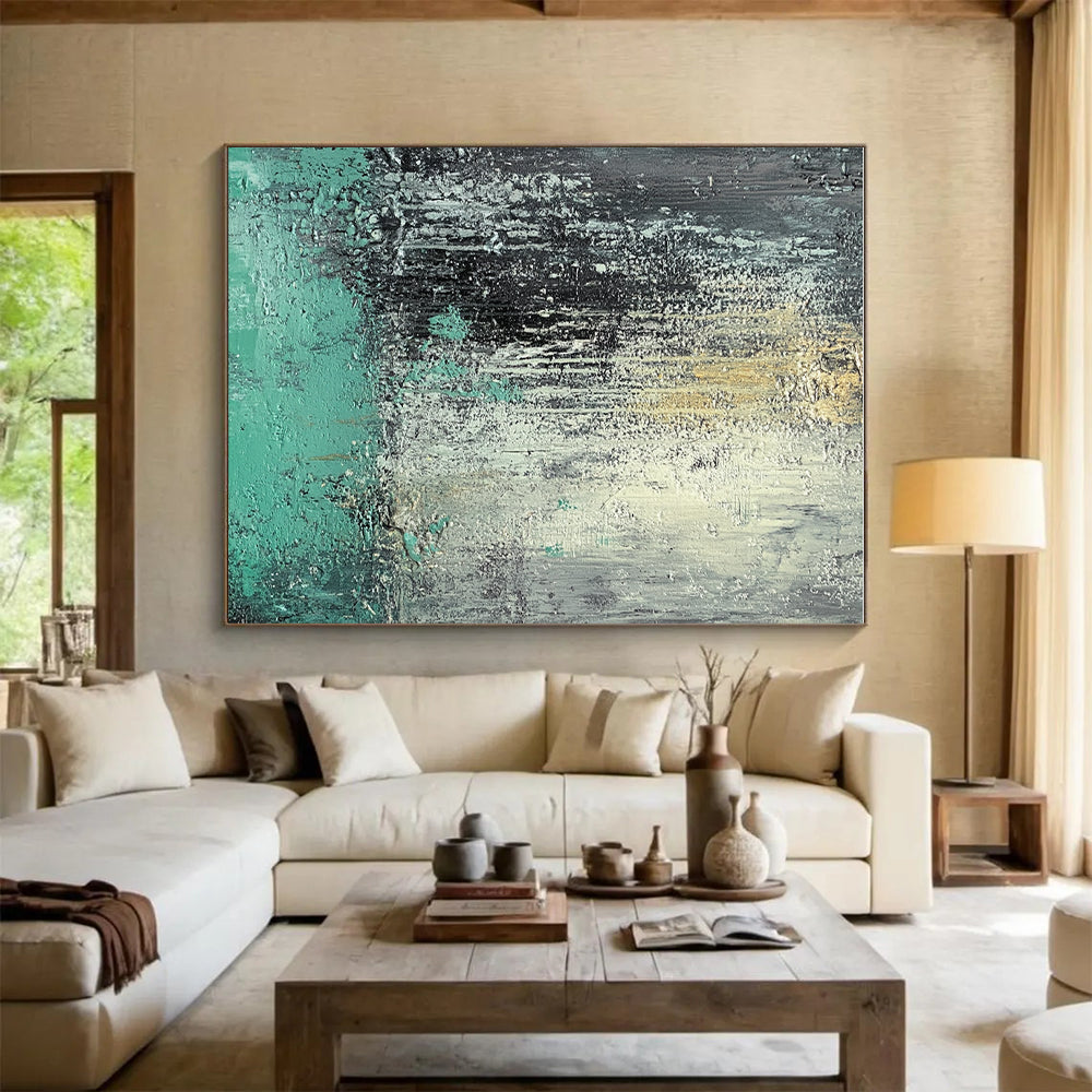 Teal and Orange Abstract with Textured Surfaces GER287