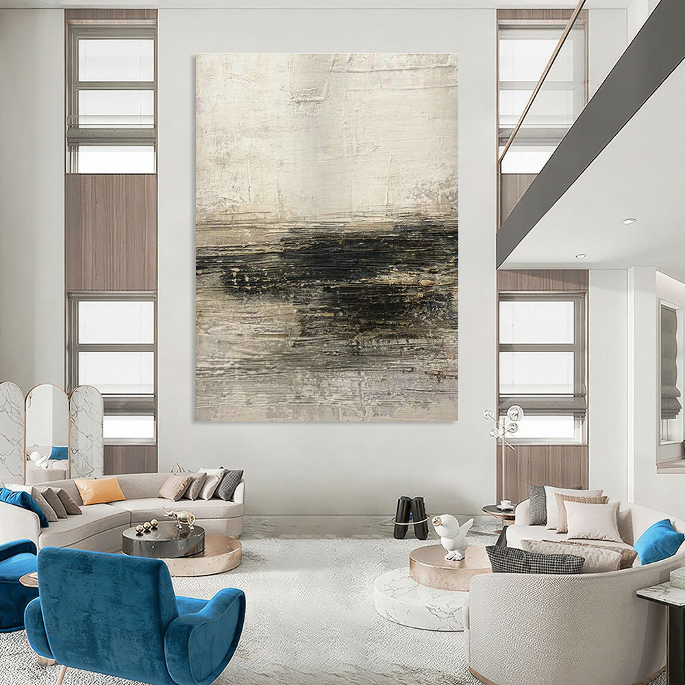 Oversized Custom Hand-Painted Abstract Canvas for Cottage Living Room Firewood Storage Nook and Office Supply Cabinet Wall DLZ1883