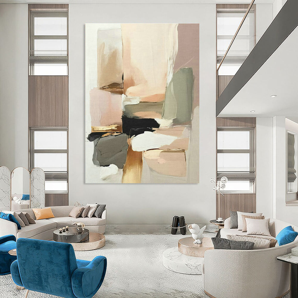 Large Hand-Painted Abstract Art for Living Room and Cottage Entryway DLZ1617