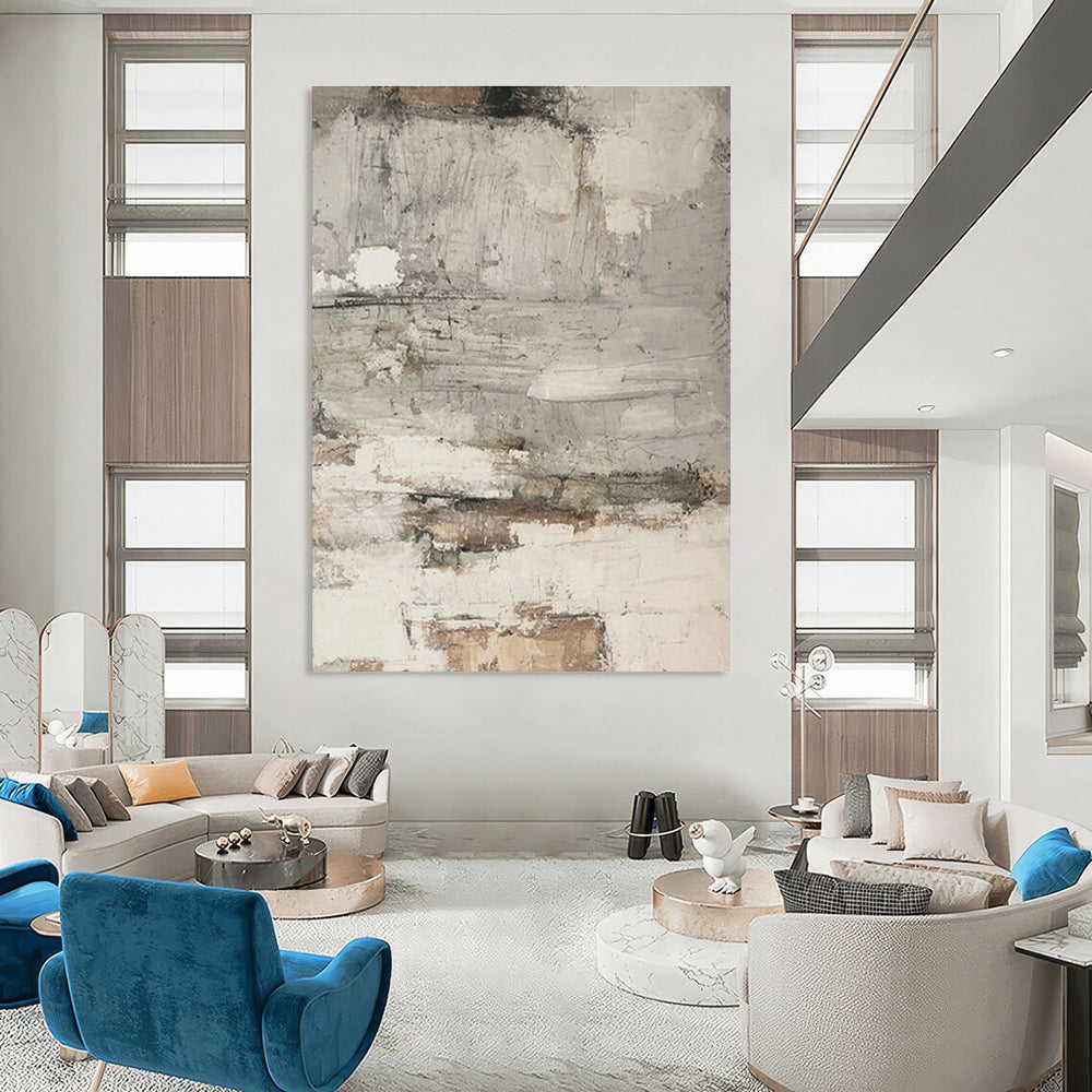 Large Customizable Hand-Painted Abstract Art for Living Room Media Wall and Entryway Console Table Backdrop DLZ1869