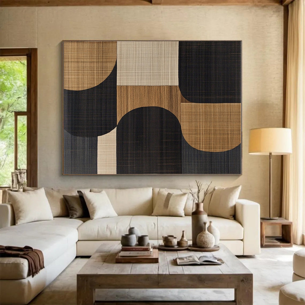 Black Brown Geometric Rug Abstract Painting GER841