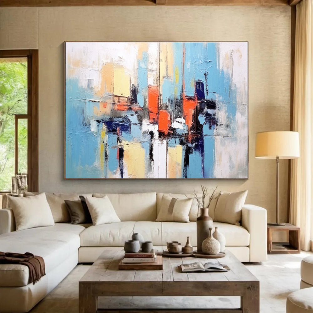 Blue Orange Urban Abstract Painting THY067