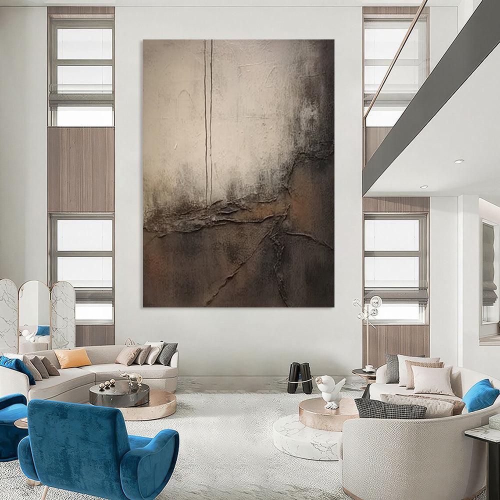 Brown and Gray Textured Abstract Painting ADGE355
