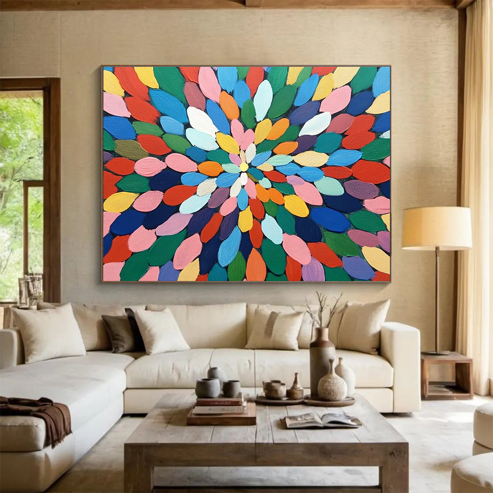 Colorful Petal - Shaped Abstract Painting with Bright Colors DYP117