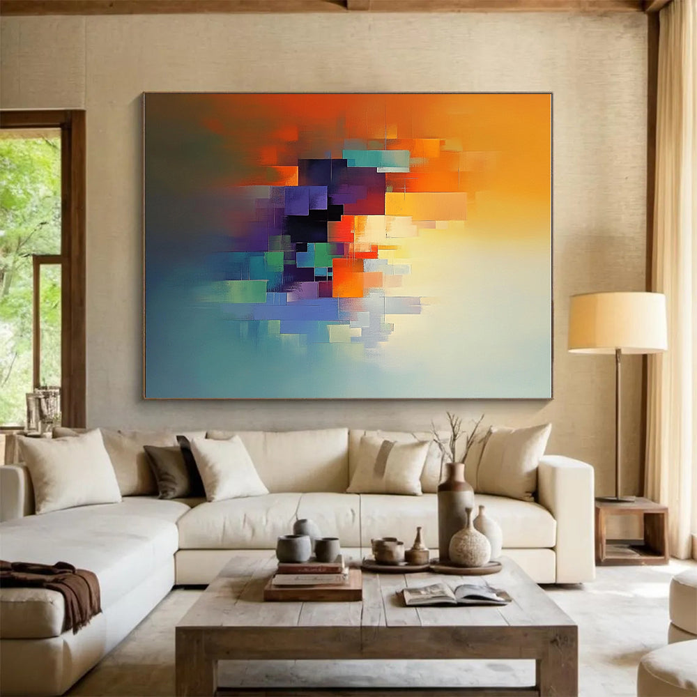 Vibrant City Abstract Painting with Diverse Color Blocks GER186
