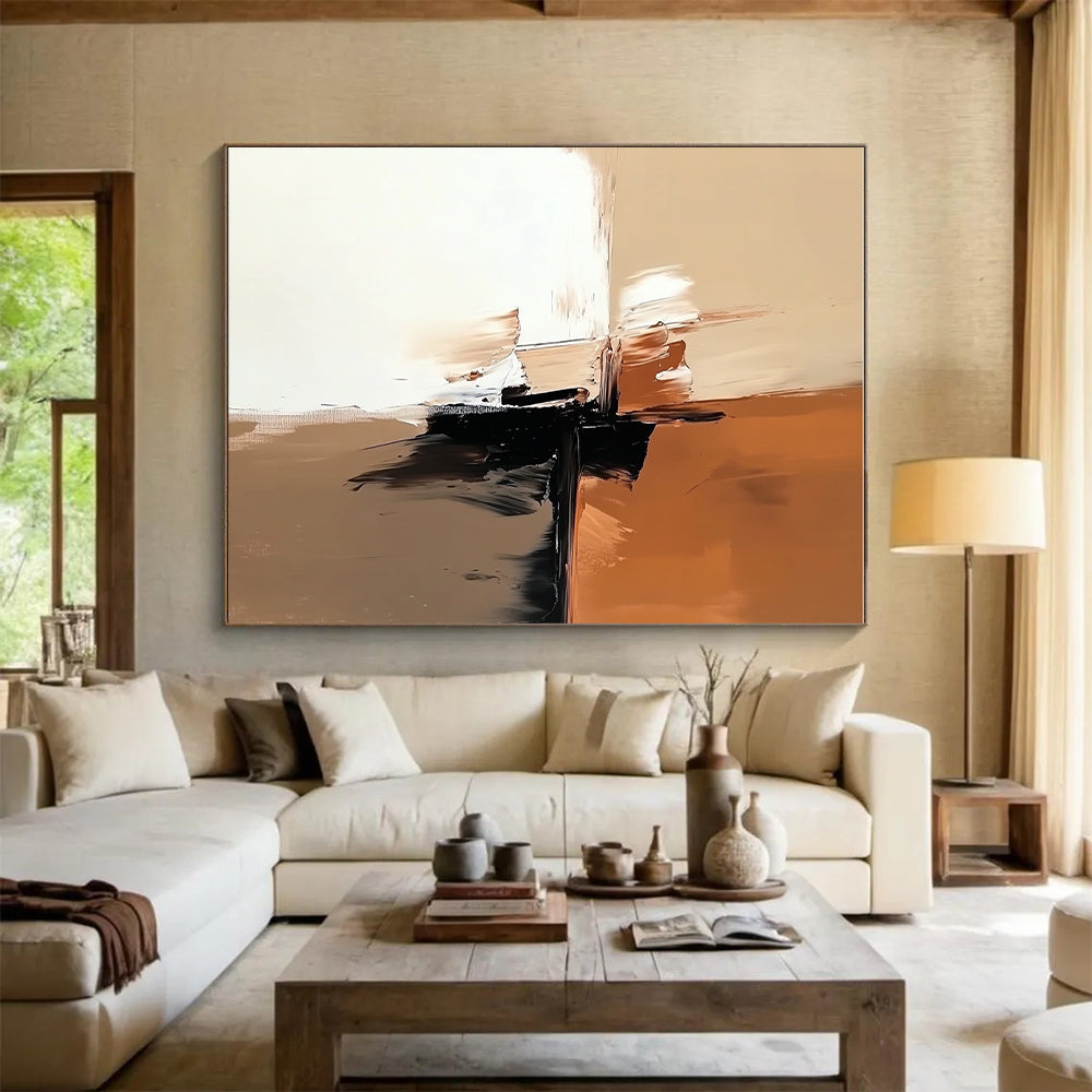 Warm Color Block Abstract with Beige and Black GER341