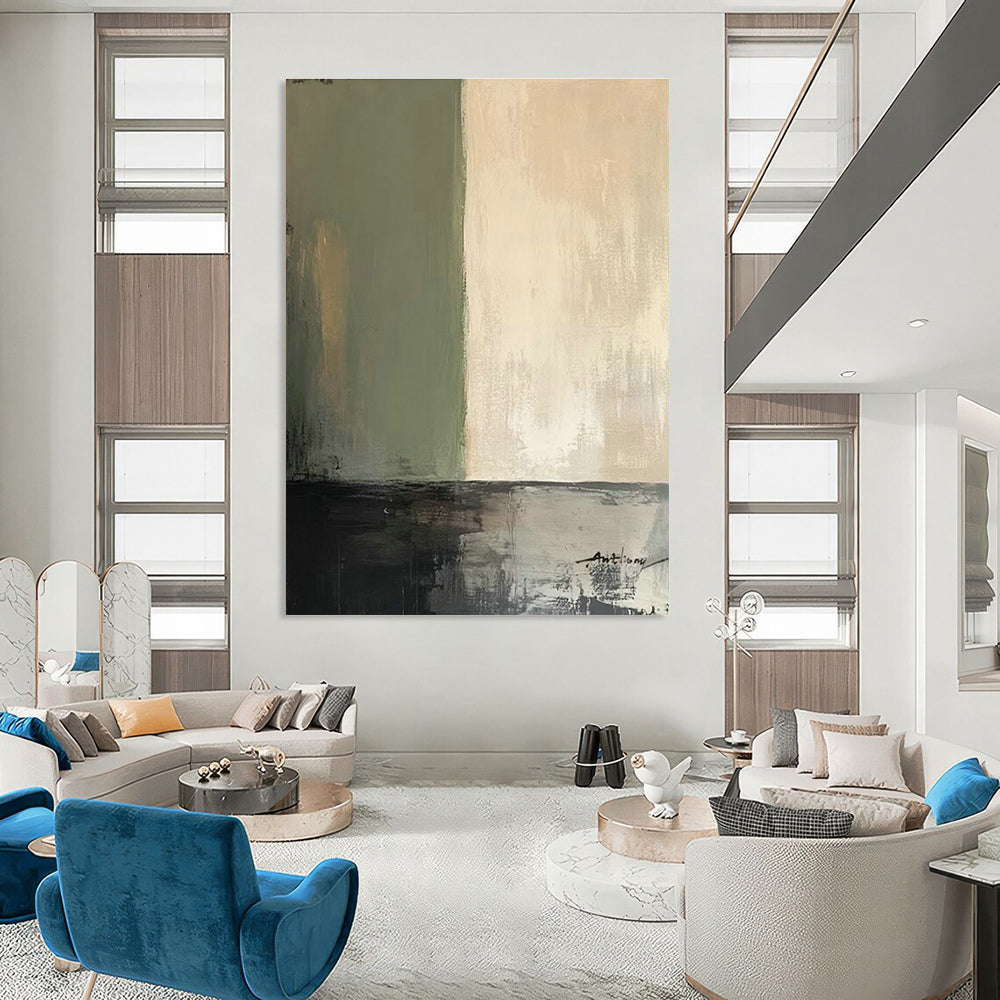 Large Hand-Painted Abstract Art for Cottage Living Room & Entryway DLZ1667