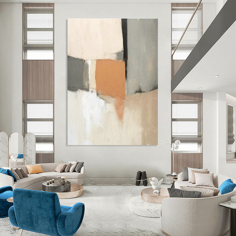 Extra-large Custom Hand-Painted Abstract Canvas for Dining Room Server Hutch Wall and Entryway Glove Storage Niche DLZ1937
