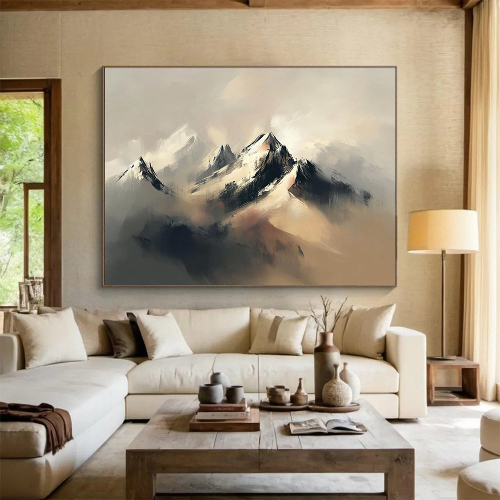 Misty Mountain Abstract Painting with Soft Hues DYP459