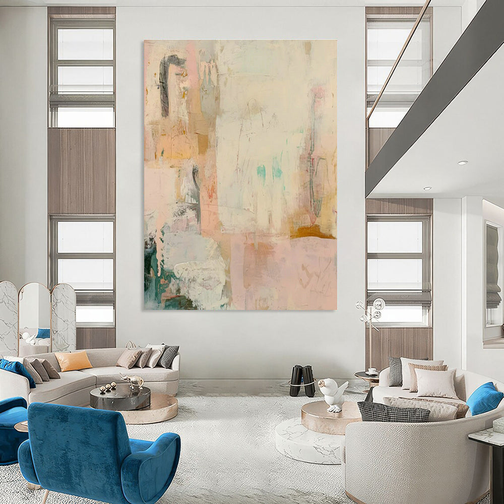 Oversized Custom Handmade Abstract Painting for Cottage Office Library Wall and Bedroom Reading Nook DLZ1839