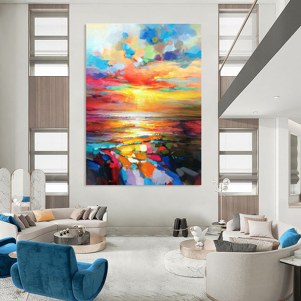 Expansive Custom - Made Abstract Mural for Dining Room & Entryway DLZ1071