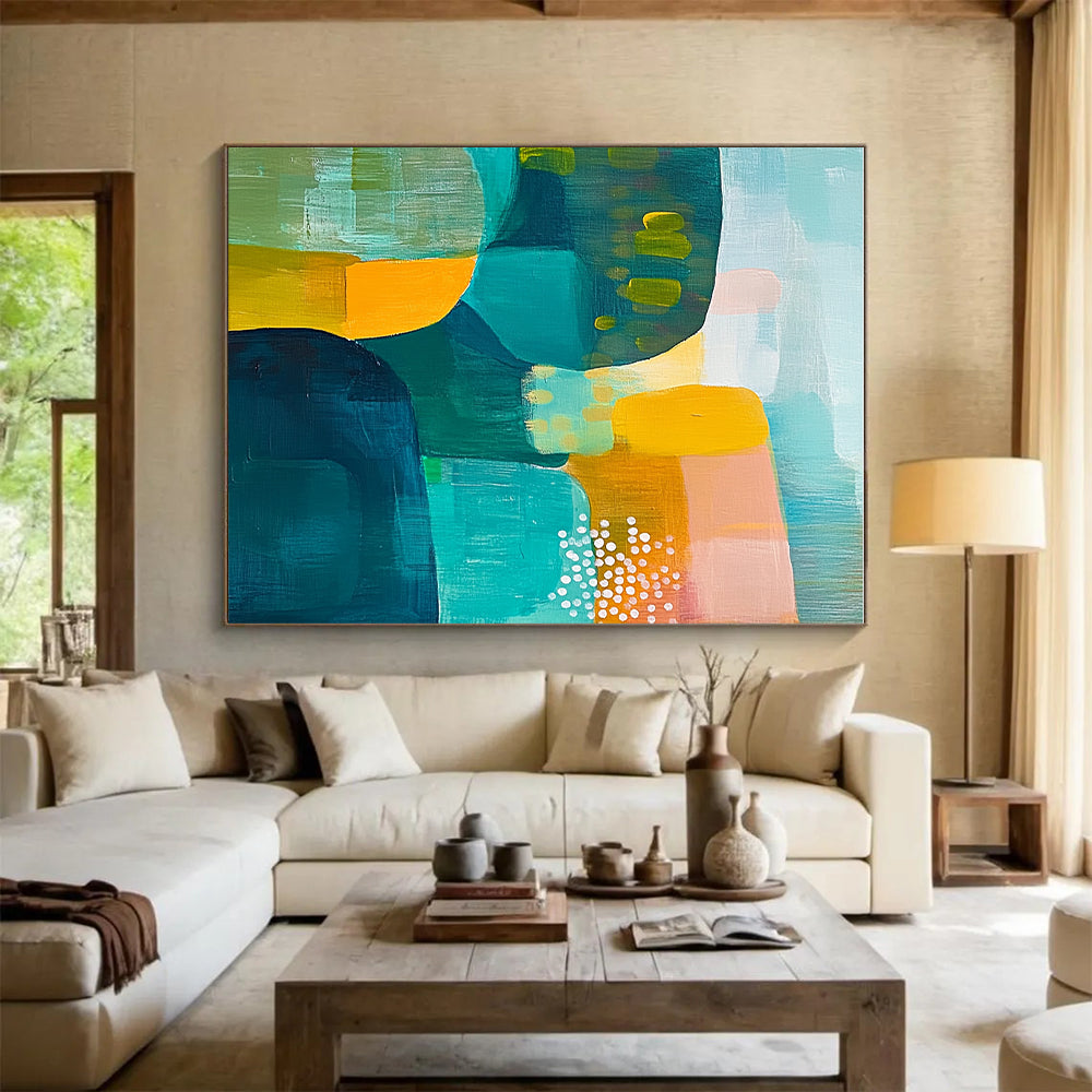 Colorful Abstract Shapes Painting with Vibrant Energy GER174