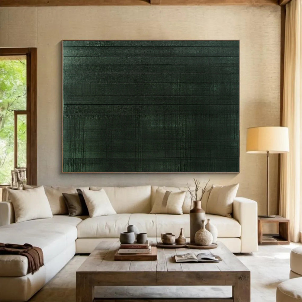 Dark Green Textured - Striped Abstract Painting DYP050